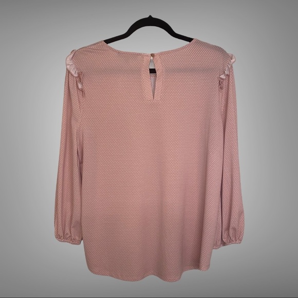 Adrianna Papell Pink with White Polka Dot Shirt - Picture 2 of 7